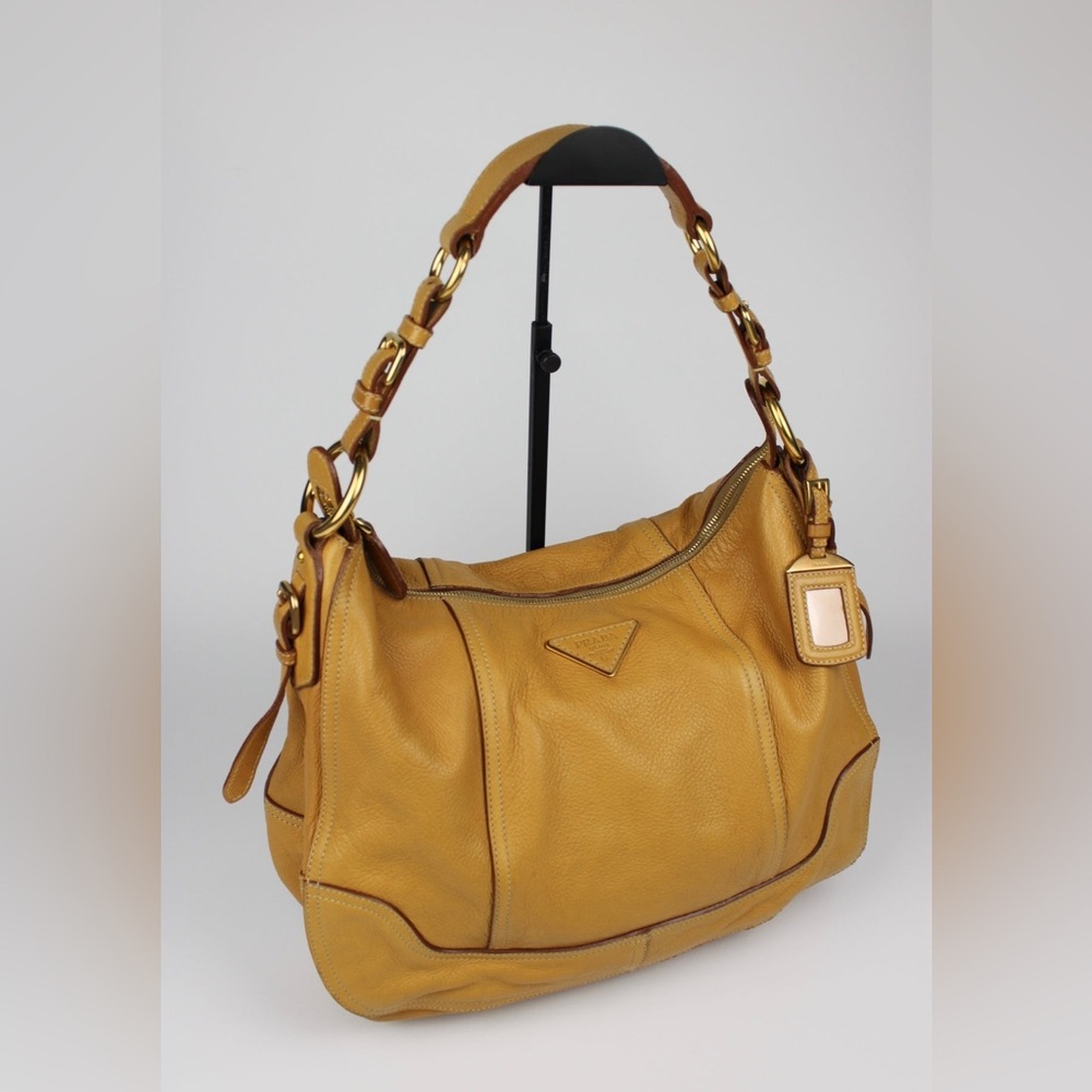 Prada Camel Leather Shoulder Bag